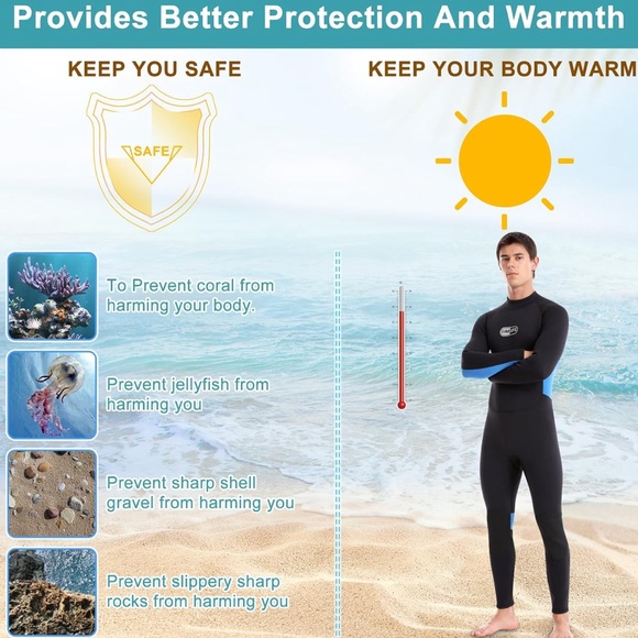 Gimilife
Wetsuits for Men Women, Mens 3MM Shorty/FullWetsuit Neoprene Wetsuit - Picture 3 of 8